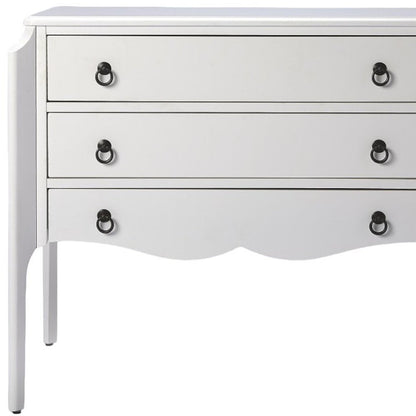 34" White Wood Three Drawer Dresser