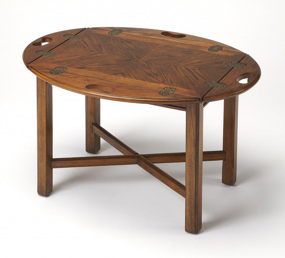 30" Brown Wood Oval Coffee Table