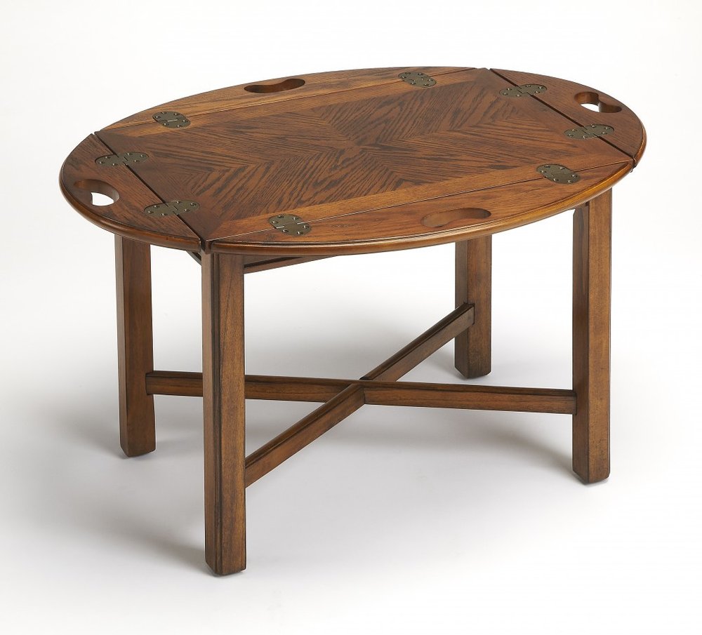 30" Brown Wood Oval Coffee Table