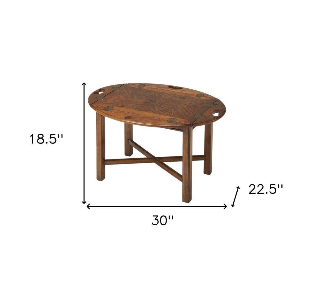 30" Brown Wood Oval Coffee Table