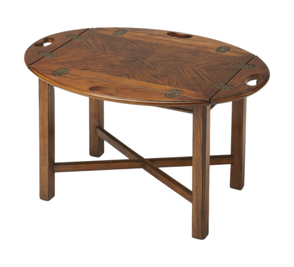 30" Brown Wood Oval Coffee Table