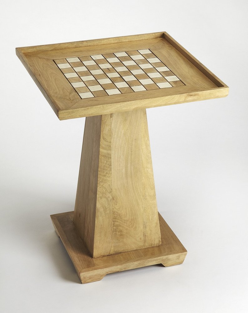 22" Natural Wood Square Pedestal Coffee Table