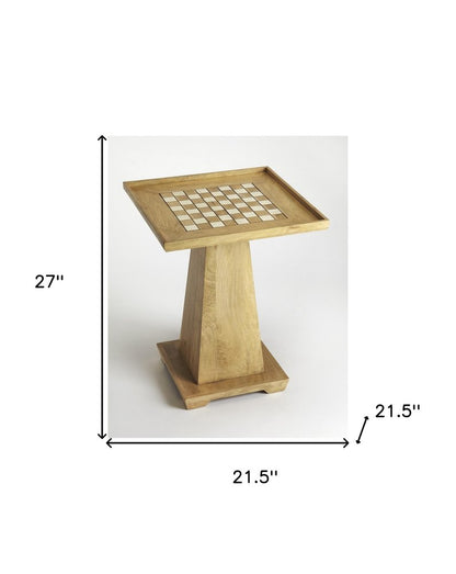 22" Natural Wood Square Pedestal Coffee Table