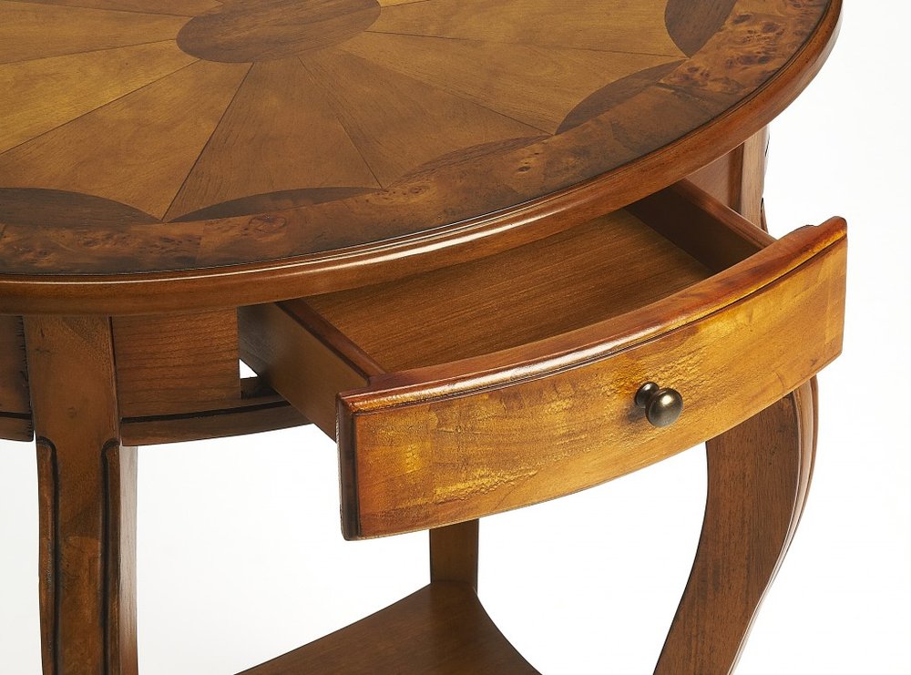 25" Brown Wood Oval Coffee Table With Drawer And Shelf