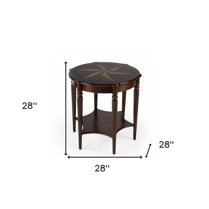 28" Brown Wood Round Coffee Table With Shelf