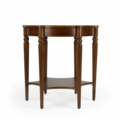 28" Brown Wood Round Coffee Table With Shelf