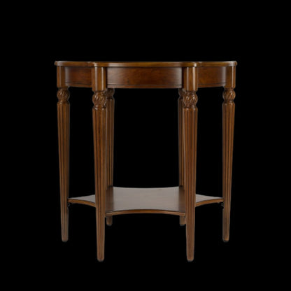 28" Brown Wood Round Coffee Table With Shelf