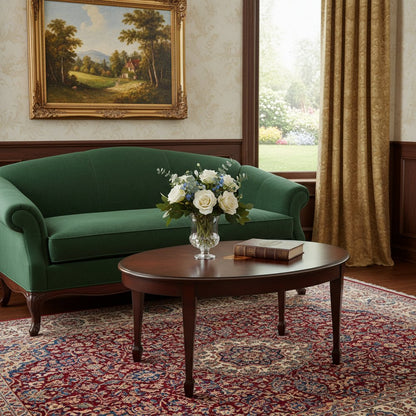 38" Brown and Dark Brown Wood Oval Coffee Table
