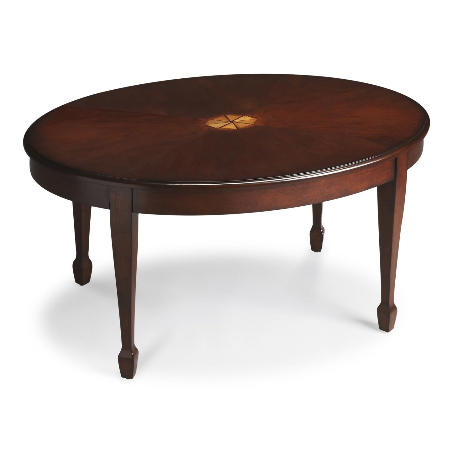 38" Dark Brown And Brown Oval Coffee Table