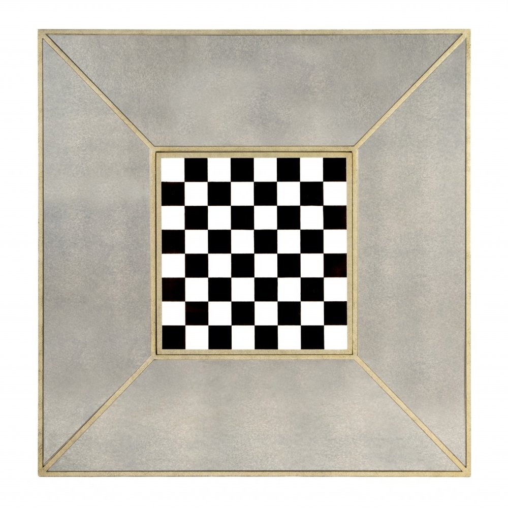 36" Brown and Silver Wood Coffee Table