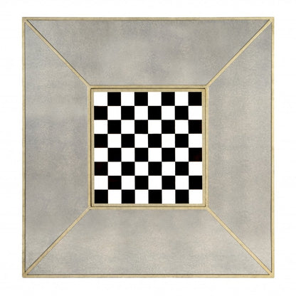 36" Brown and Silver Wood Coffee Table