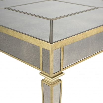 36" Brown and Silver Wood Coffee Table