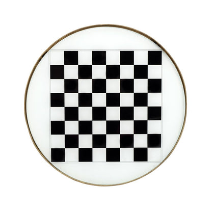 19" White and Gold Glass and Metal Round Coffee Table