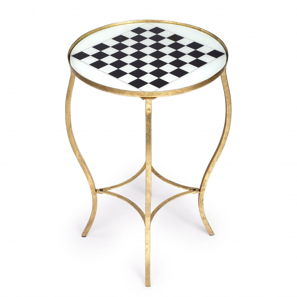 Antique Gold Black And White Game Table