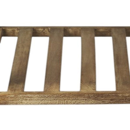 24" Off White and Brown Genuine Marble and Wood Square Coffee Table With Shelf