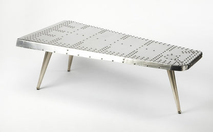 60" Silver Aluminum and Metal Coffee Table