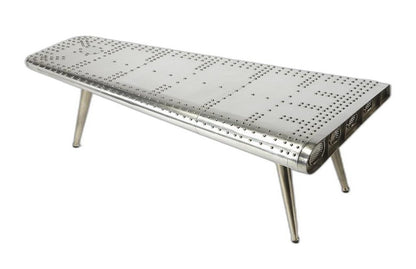 60" Silver Aluminum and Metal Coffee Table