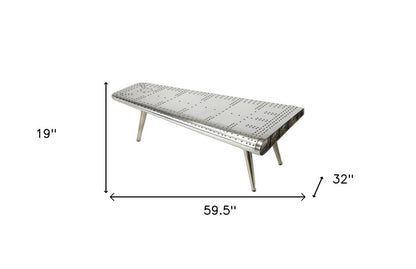 60" Silver Aluminum and Metal Coffee Table