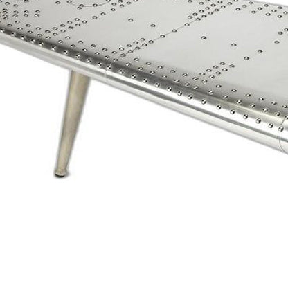 60" Silver Aluminum and Metal Coffee Table