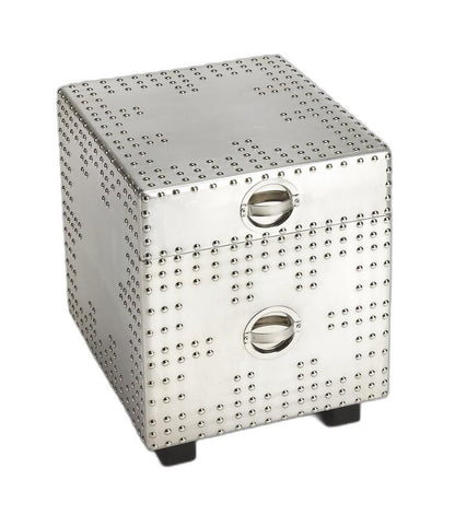 23" Silver Aluminum Wood Two Drawer Filing Cabinet