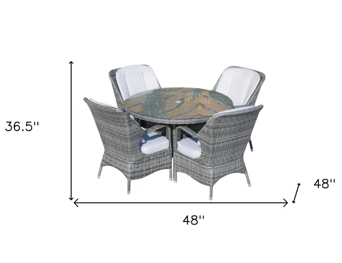 Five Piece Gray Round Glass Dining Set