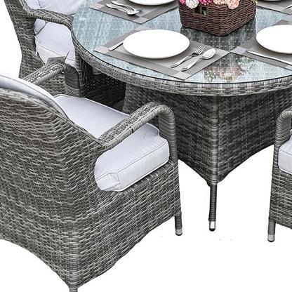 Five Piece Gray Round Glass Dining Set