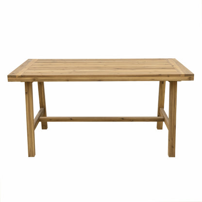 59" Natural Solid Wood Outdoor Dining Table