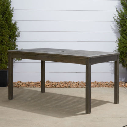 59" Gray Solid Wood Outdoor Dining Table with Umbrella Hole