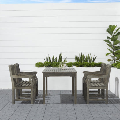 59" Gray Solid Wood Outdoor Dining Table with Umbrella Hole