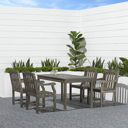 59" Gray Solid Wood Outdoor Dining Table with Umbrella Hole