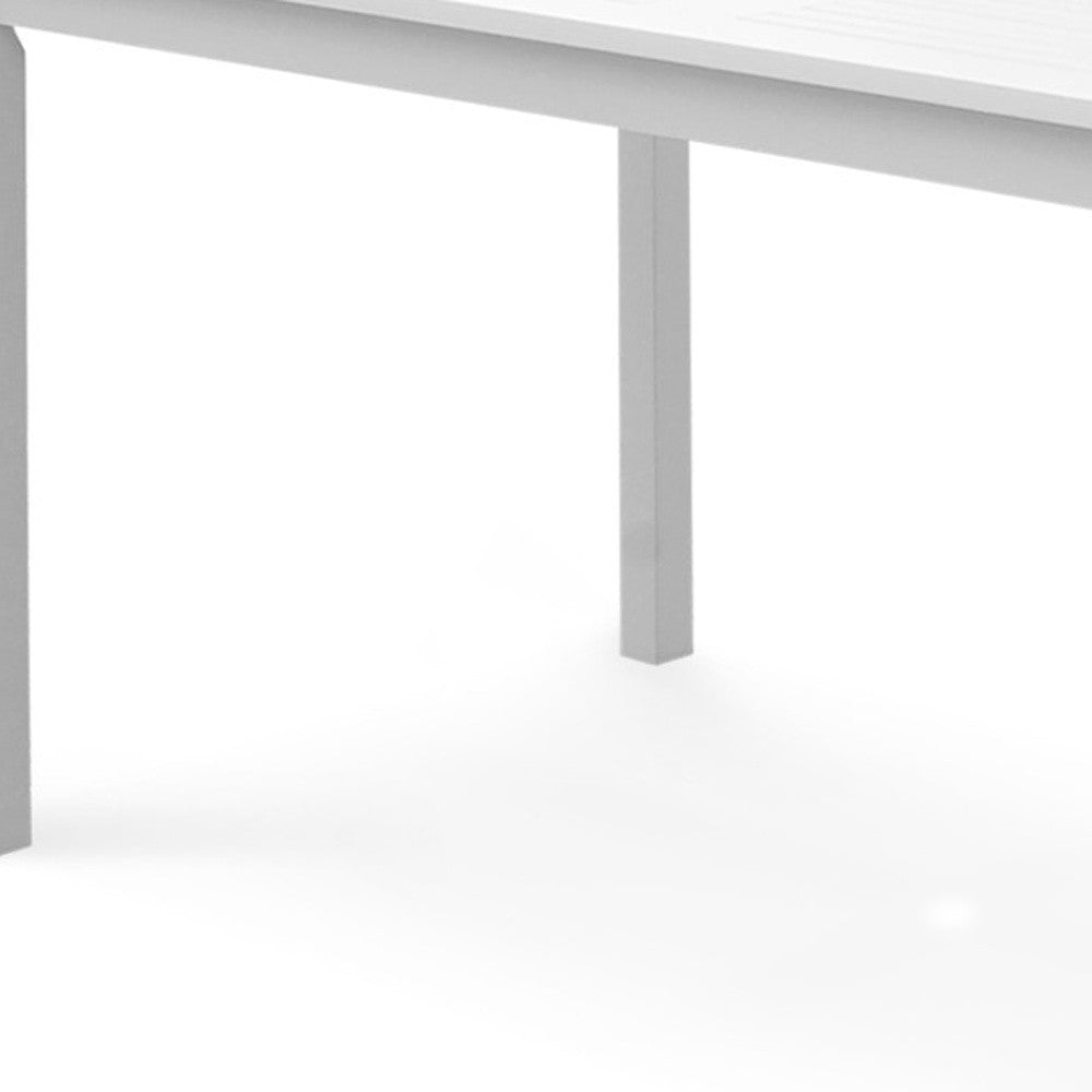 59" White Solid Wood Outdoor Dining Table with Umbrella Hole