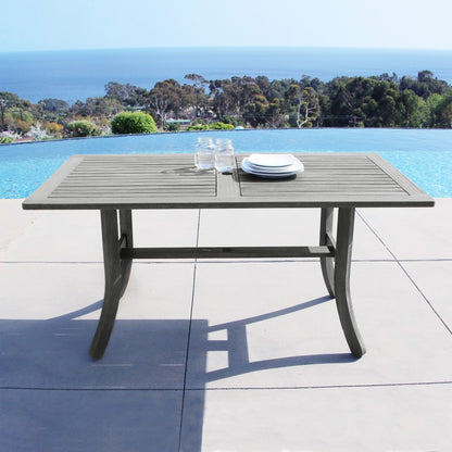 59" Dark Gray Solid Wood Outdoor Dining Table with Umbrella Hole