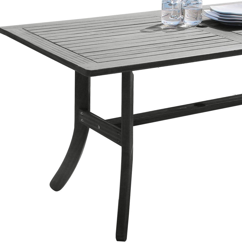 59" Dark Gray Solid Wood Outdoor Dining Table with Umbrella Hole