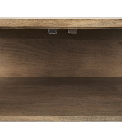 36" Natural Solid Wood Sideboard with Two Glass Doors