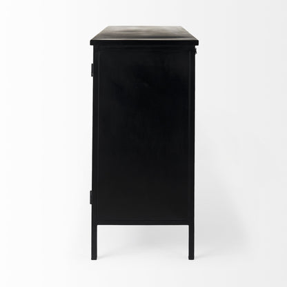 Slender Sleek Black Two Door Glass Cabinet