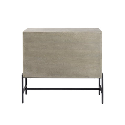 38" White Solid Wood Sideboard with Two Glass Doors