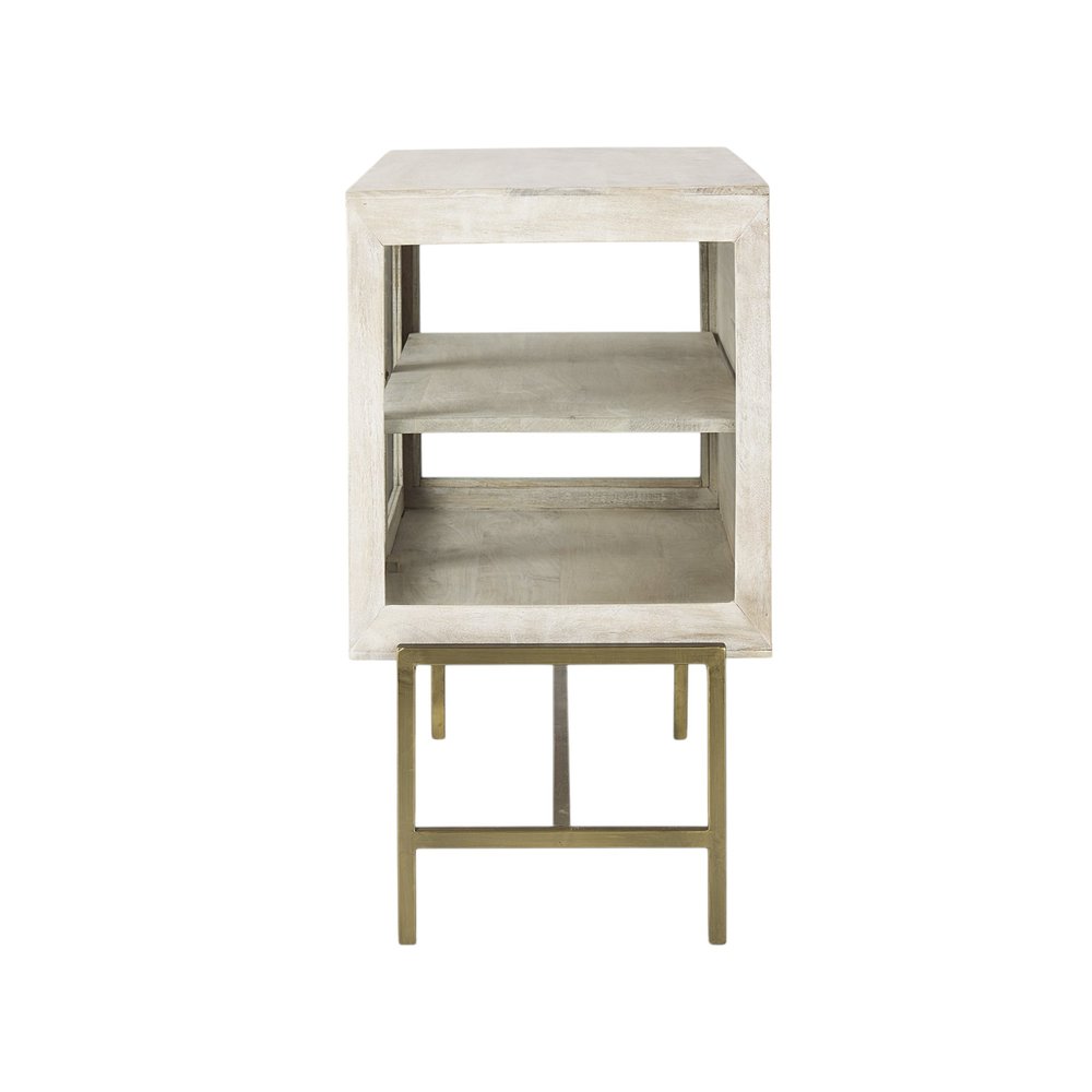 38" White Solid Wood Sideboard with Two Glass Doors