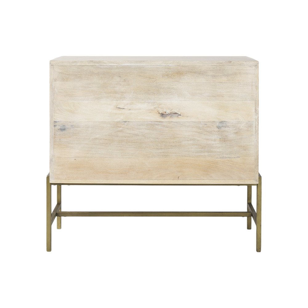 38" White Solid Wood Sideboard with Two Glass Doors