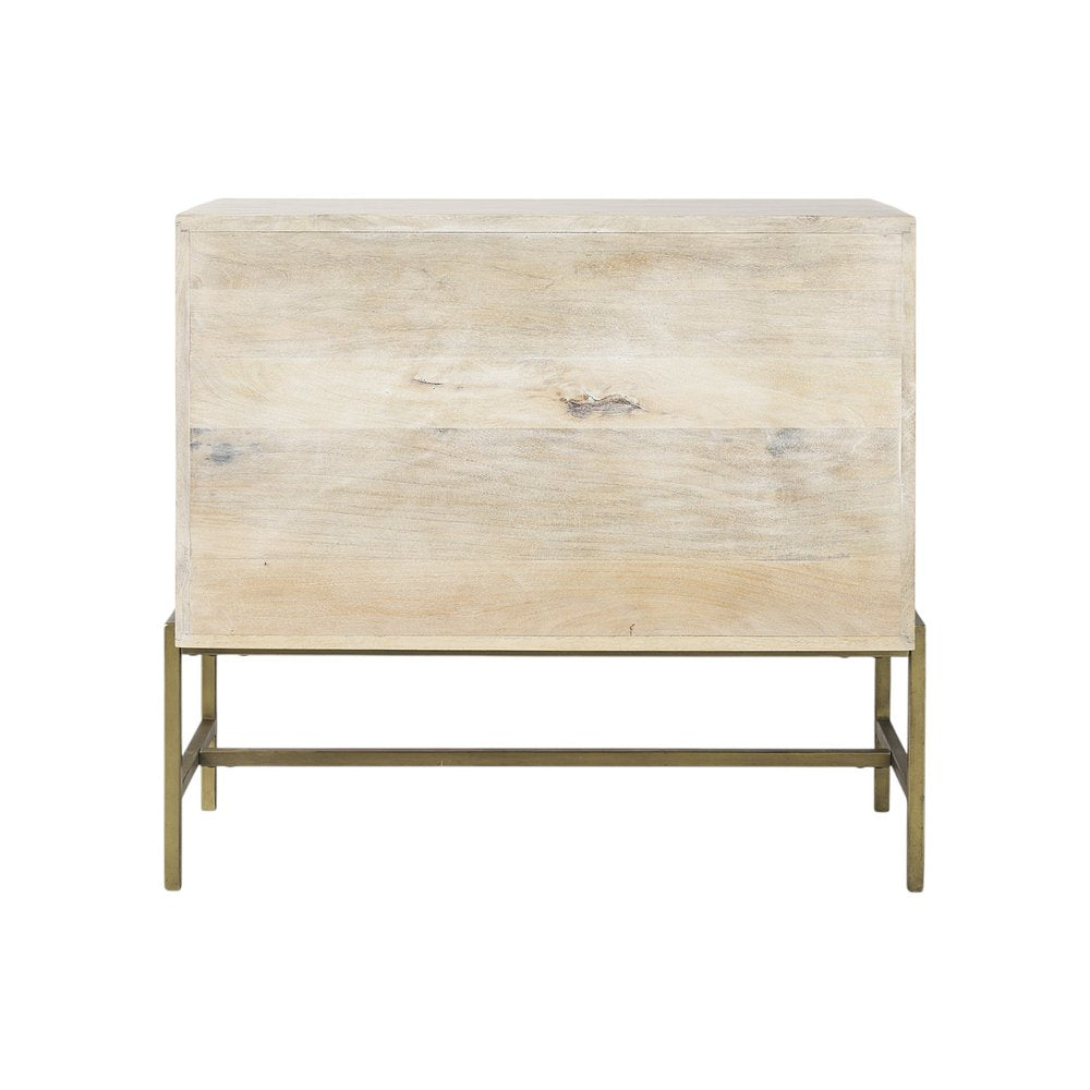 38" White Solid Wood Sideboard with Two Glass Doors