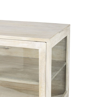 38" White Solid Wood Sideboard with Two Glass Doors