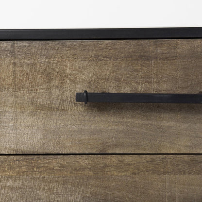 20" Brown and Black Distressed Accent Cabinet With Three Drawers