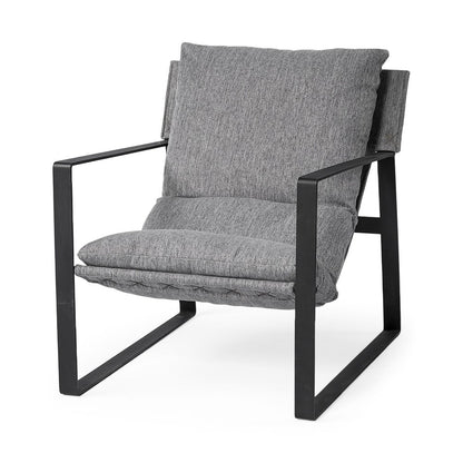 35" Gray and Black Fabric Wingback Chair