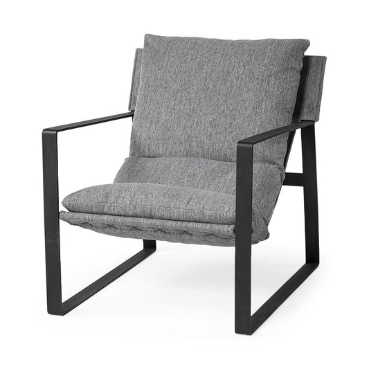 35" Gray and Black Fabric Wingback Chair
