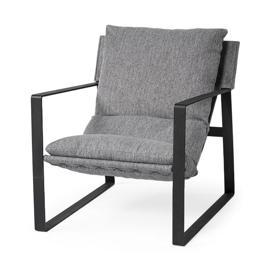 35" Gray and Black Fabric Lounge Chair