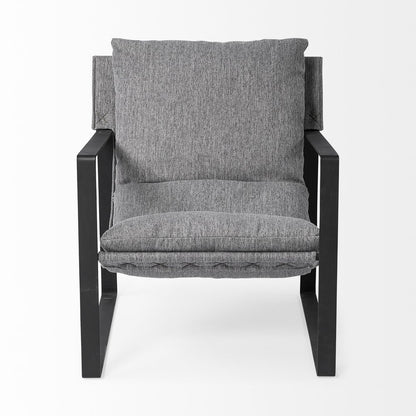 35" Gray and Black Fabric Wingback Chair