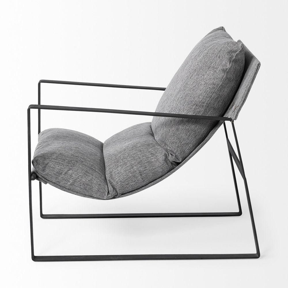 35" Gray and Black Fabric Lounge Chair