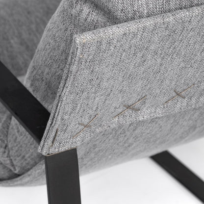 35" Gray and Black Fabric Wingback Chair