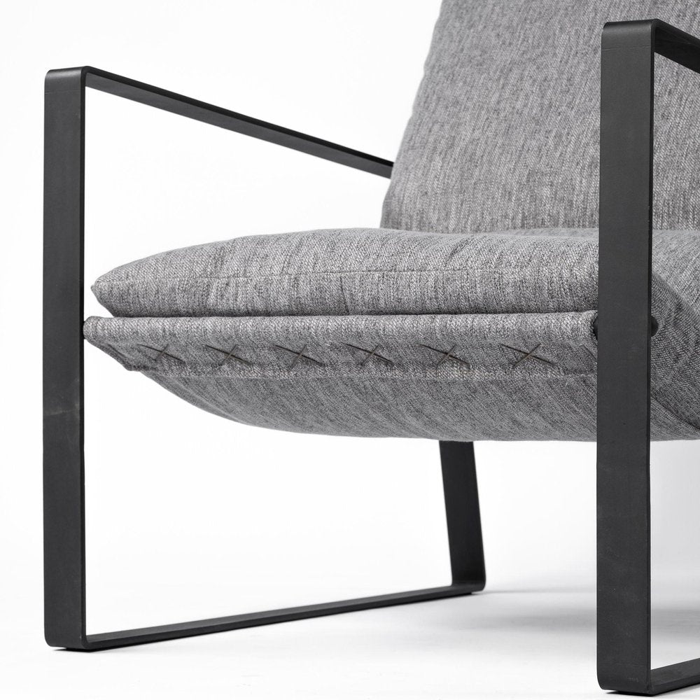 35" Gray and Black Fabric Wingback Chair
