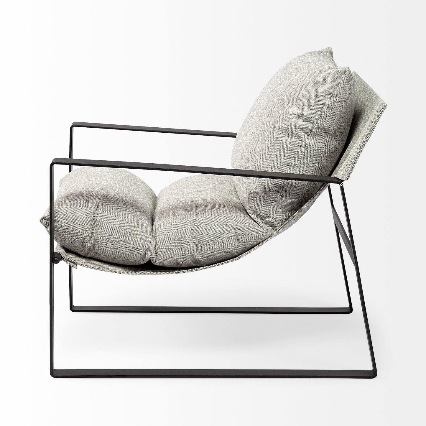 Stone Gray And Black Metal Sling Chair