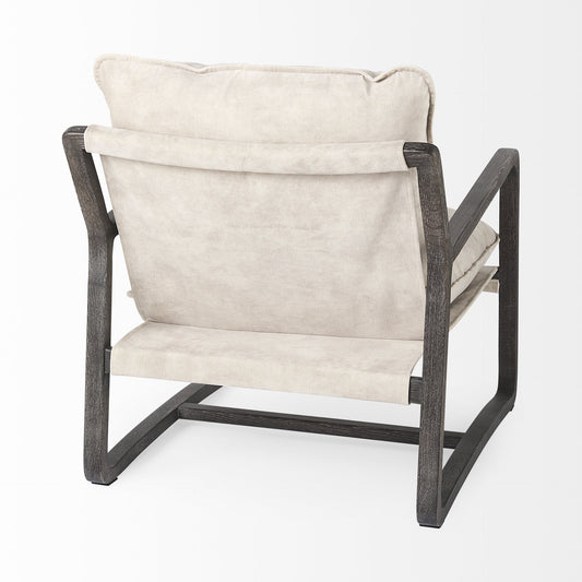 34" Gray And Brown Fabric Lounge Chair